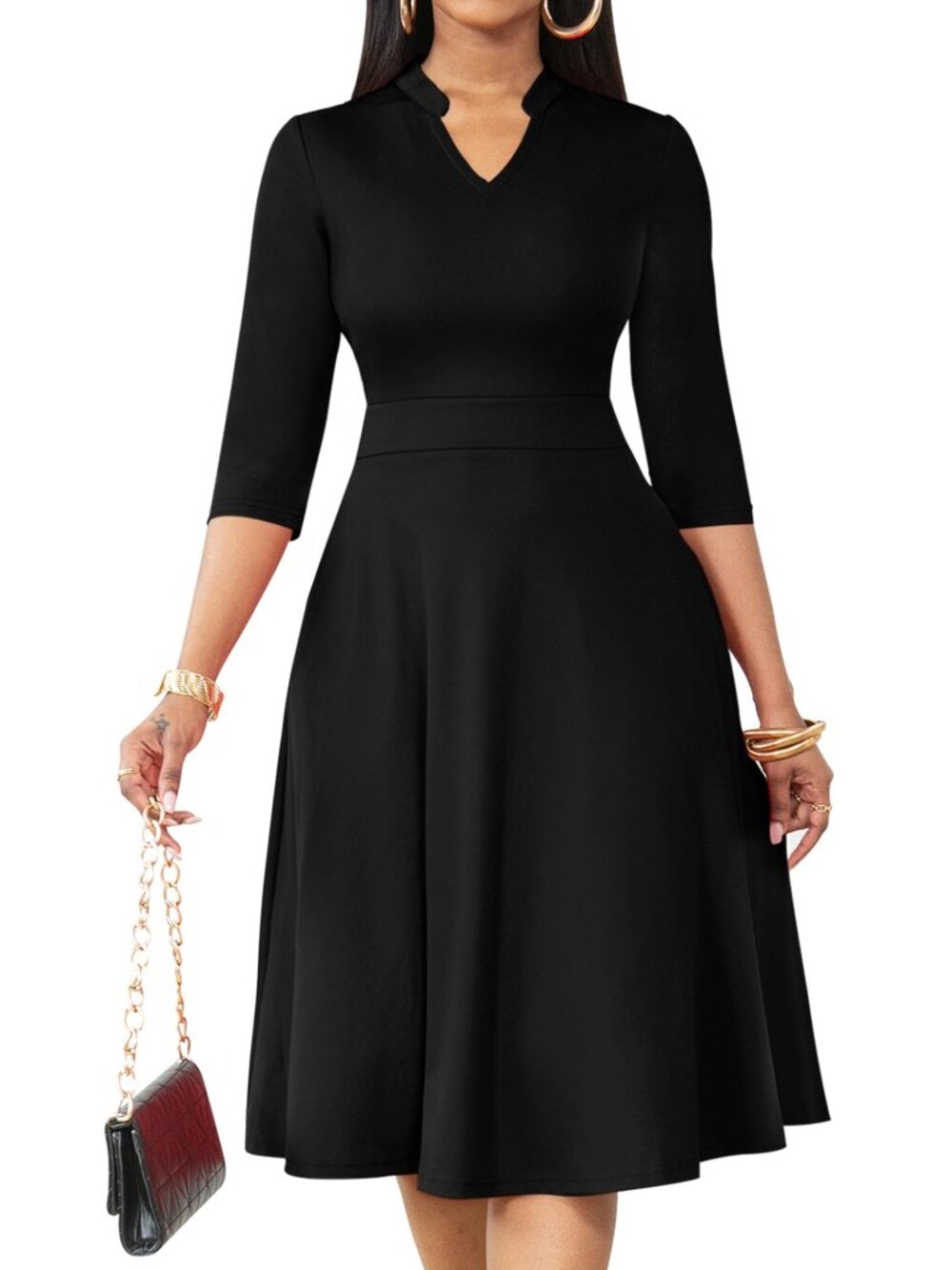 Casual Dresses for Women Semi Formal Fit and Flare 3/4 Sleeve A-line Church Work